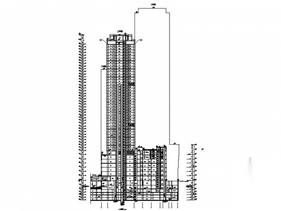 [重庆]某超高层商业综合楼建筑施工图（210米）cad施工图下载【ID:166706141】