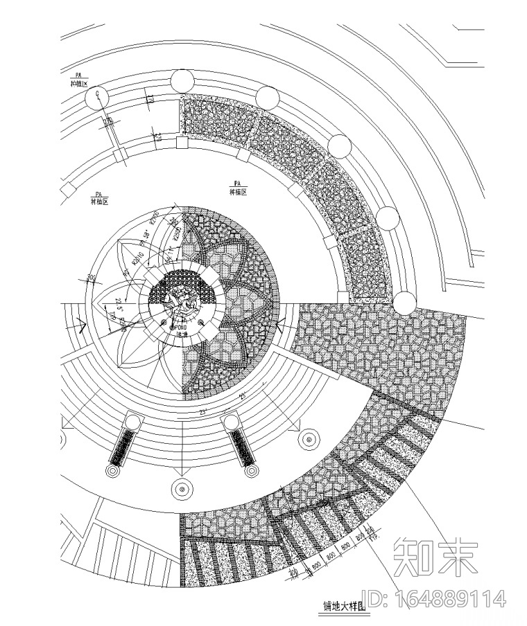 景观铺装|130套铺地CAD图案1-70施工图下载【ID:164889114】