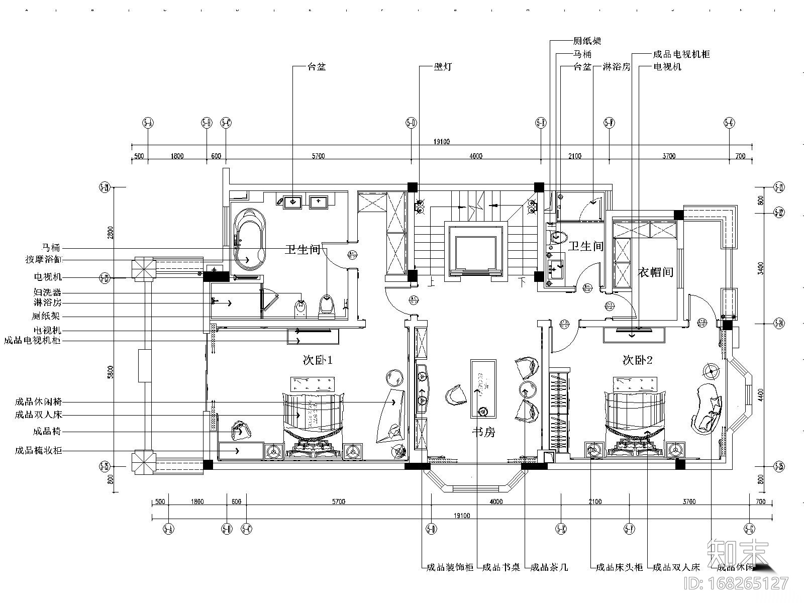 阳光怡庭四居室样板房装修施工图+效果图施工图下载【ID:168265127】