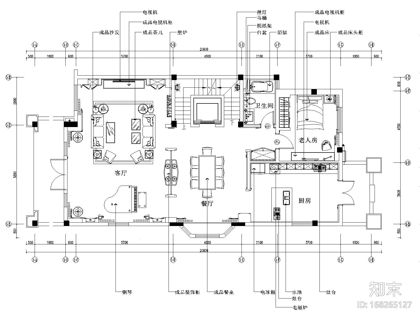 阳光怡庭四居室样板房装修施工图+效果图施工图下载【ID:168265127】