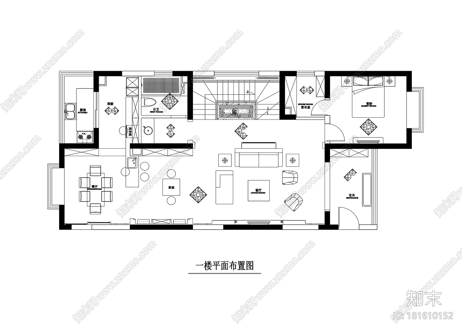 山西阳泉200平跃层公寓装修施工图+效果图cad施工图下载【ID:181610152】