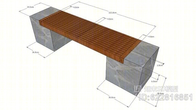 花园长凳SU模型下载【ID:622816851】