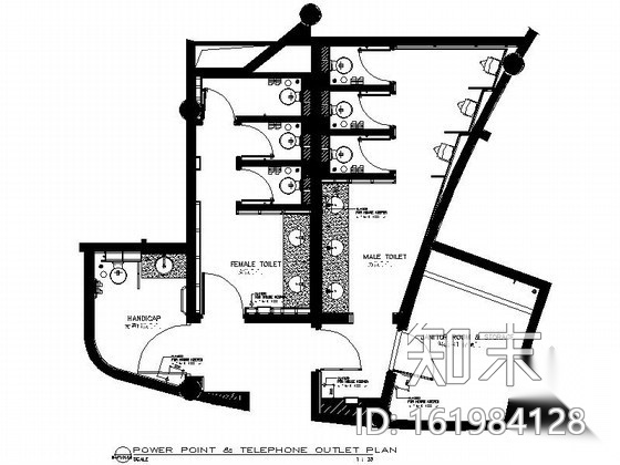 酒店大堂公共卫生间施工图cad施工图下载【ID:161984128】