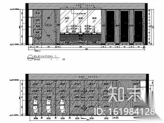 酒店大堂公共卫生间施工图cad施工图下载【ID:161984128】
