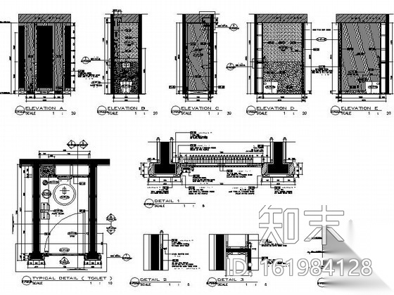 酒店大堂公共卫生间施工图cad施工图下载【ID:161984128】