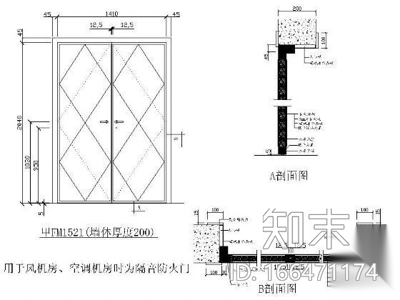 双开防火门cad施工图下载【ID:166471174】