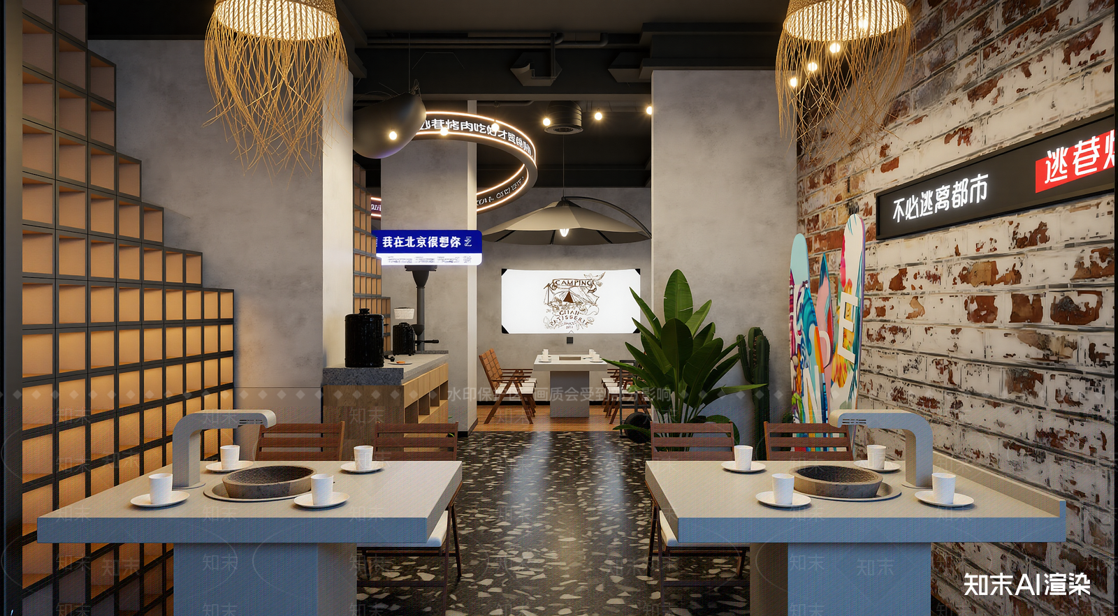 中式火锅店3D模型渲染效果图