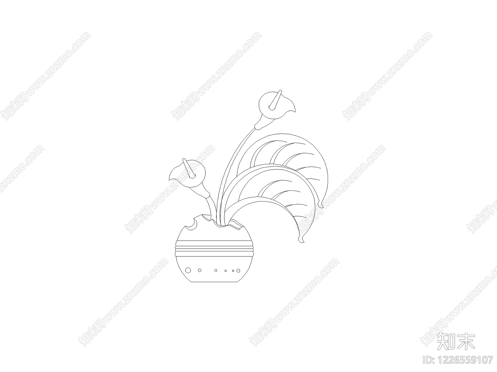现代花CAD图纸
