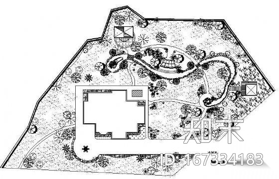 别墅园一角景观设计cad施工图下载【ID:167334183】