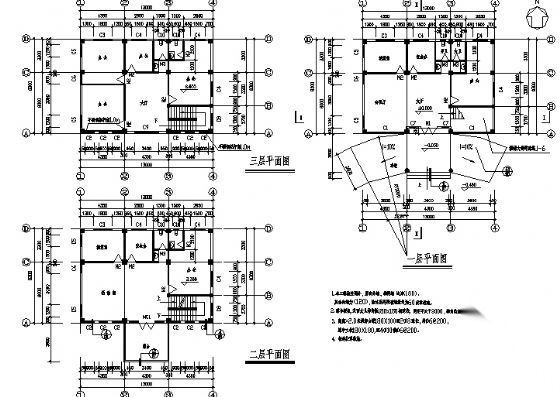 某三层办公楼建筑设计施工图cad施工图下载【ID:151402194】