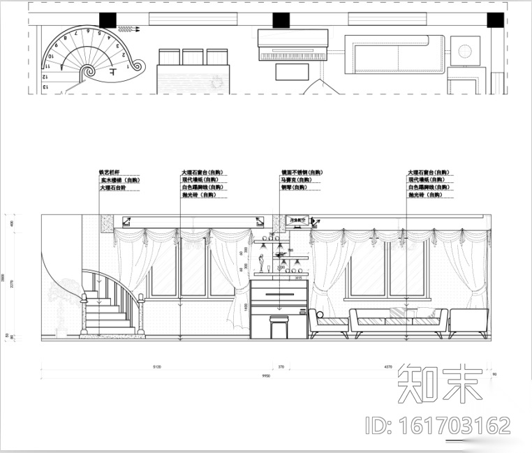 [深圳]欧式住宅室内空间设计施工图（含效果图）cad施工图下载【ID:161703162】