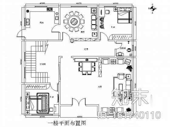 某自建二层别墅中式室内装修图施工图下载【ID:161740110】