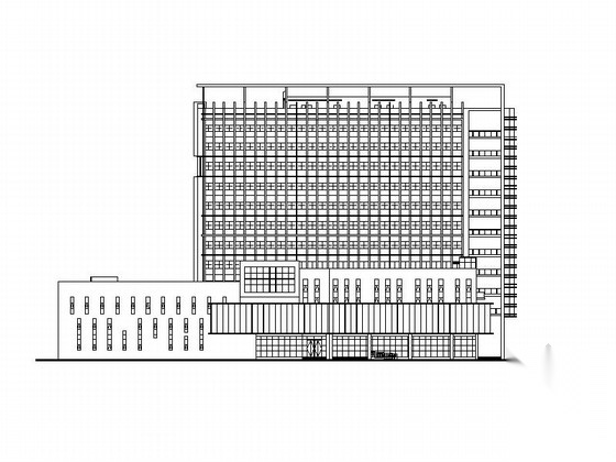 [广东]九层现代风格文化宫建筑施工图cad施工图下载【ID:166331183】