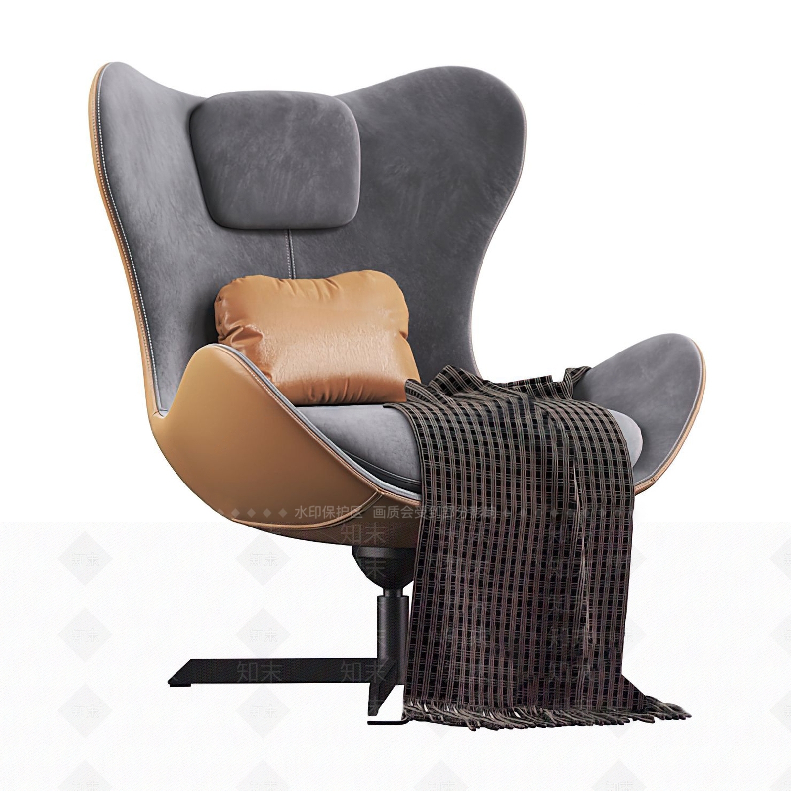 现代皮革蛋壳休闲椅3D模型下载【ID:1117525282】