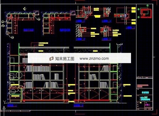 书房转角书柜详图cad施工图下载【ID:66942239】