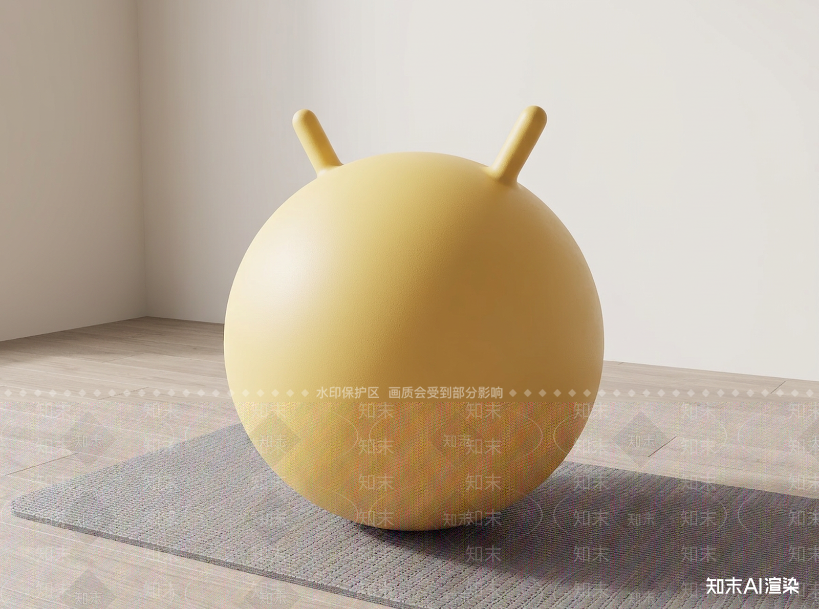黄色健身球休闲椅3D模型下载【ID:1227548658】