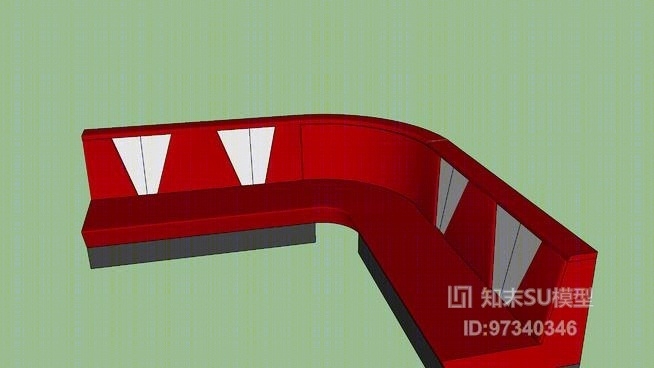 20世纪50年代的餐厅角落的椅子SU模型下载【ID:97340346】