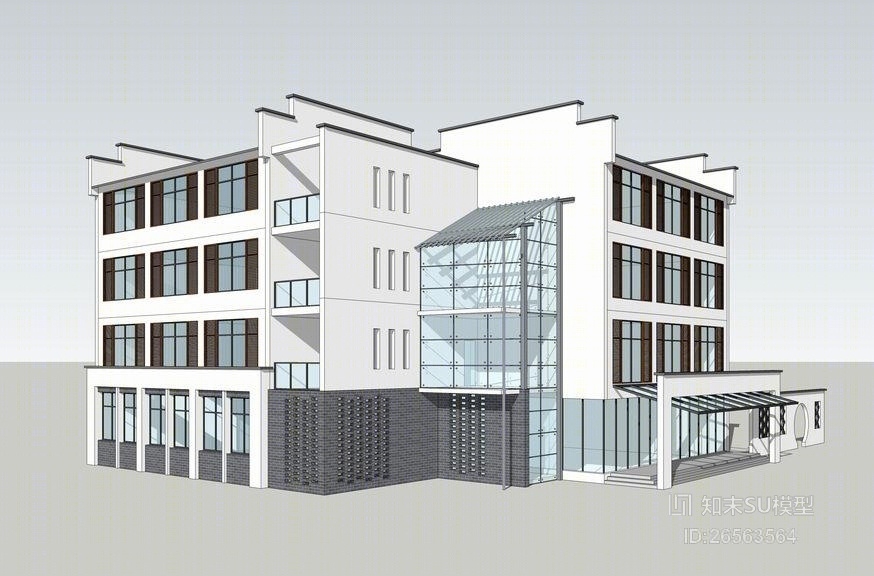 中式农村自建房SU模型下载【ID:26563564】