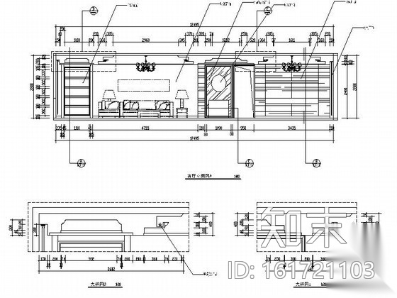 温馨时尚D户型三居室样板房施工图（含效果）cad施工图下载【ID:161721103】