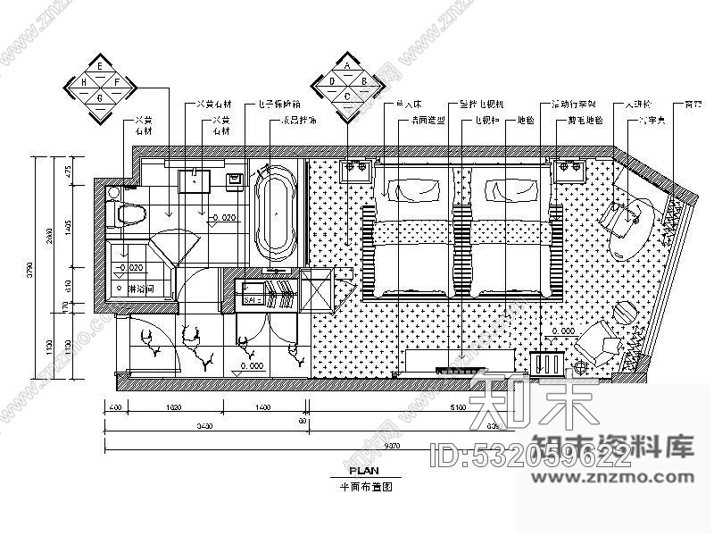 施工图某宾馆标准间施工图施工图下载【ID:532059622】