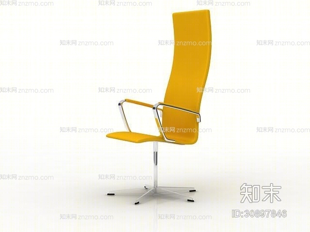 现代黄色塑料扶手椅3D模型下载【ID:30897846】