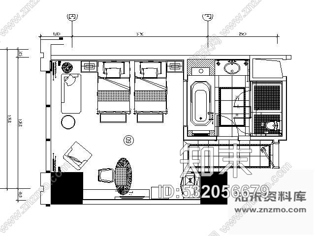 施工图上海五星豪华酒店E型套房施工图cad施工图下载【ID:532056679】