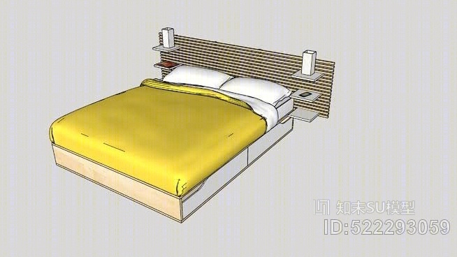 宜家曼达尔床+床头板SU模型下载【ID:522293059】