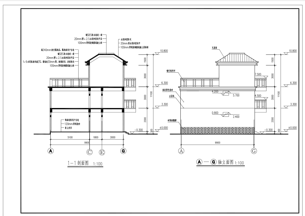 半框架半砖混结构三层独栋别墅建筑设计方案（包含CAD）施工图下载【ID:149870154】