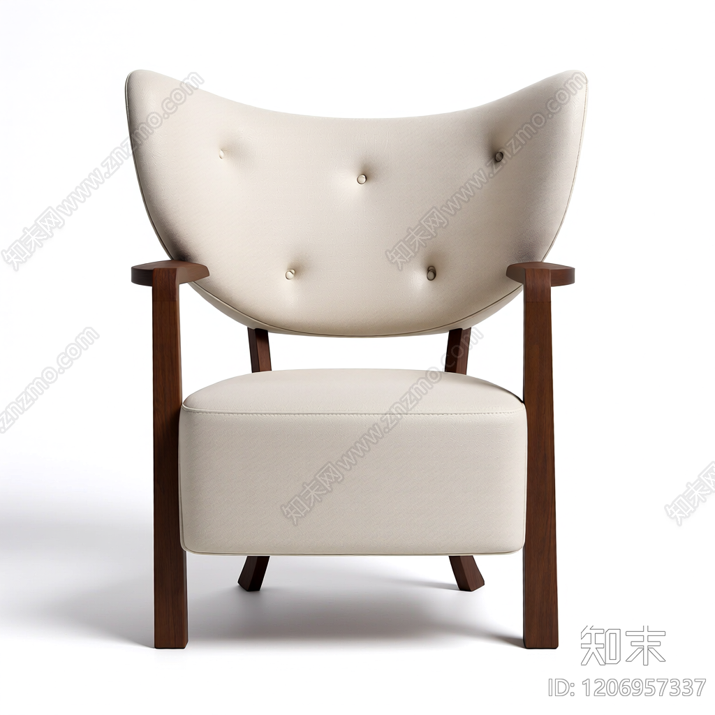 白皮木框扶手椅3D模型下载【ID:1206957337】