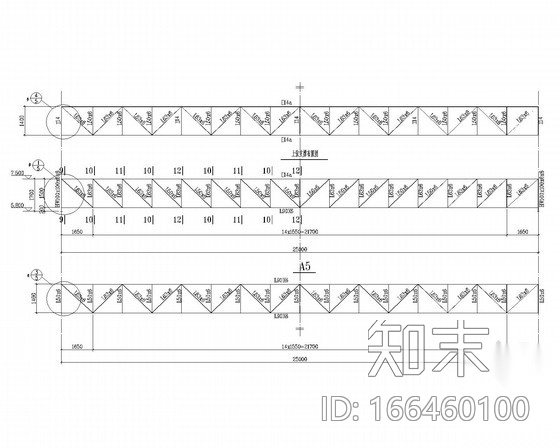 蒸汽管道支架结构施工图cad施工图下载【ID:166460100】