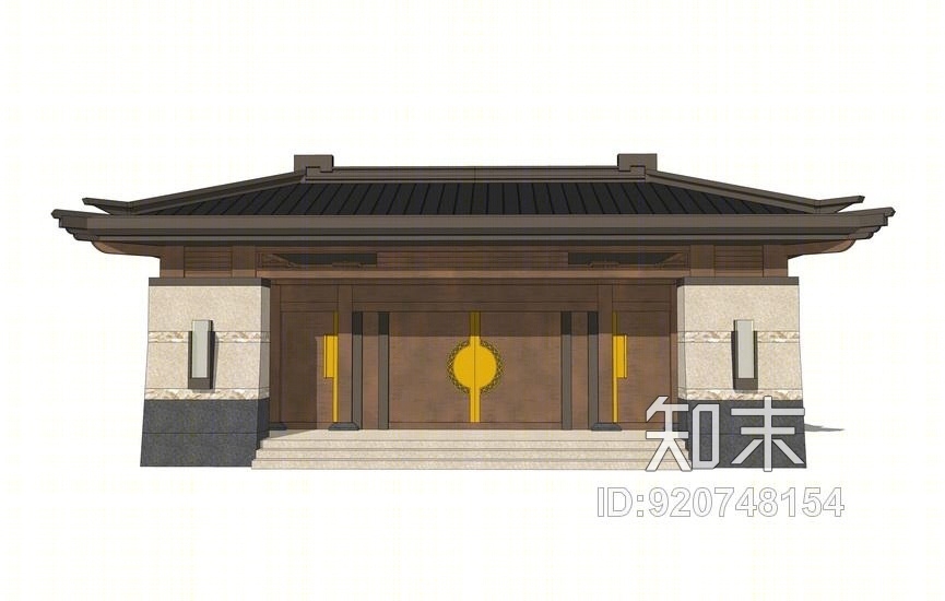 中式大门SU模型下载【ID:920748154】