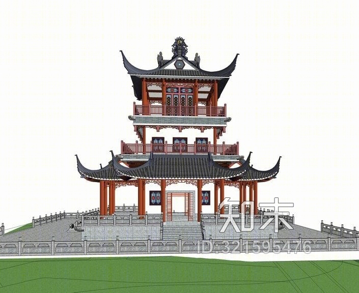 中式万卷阁SU模型下载【ID:321595476】