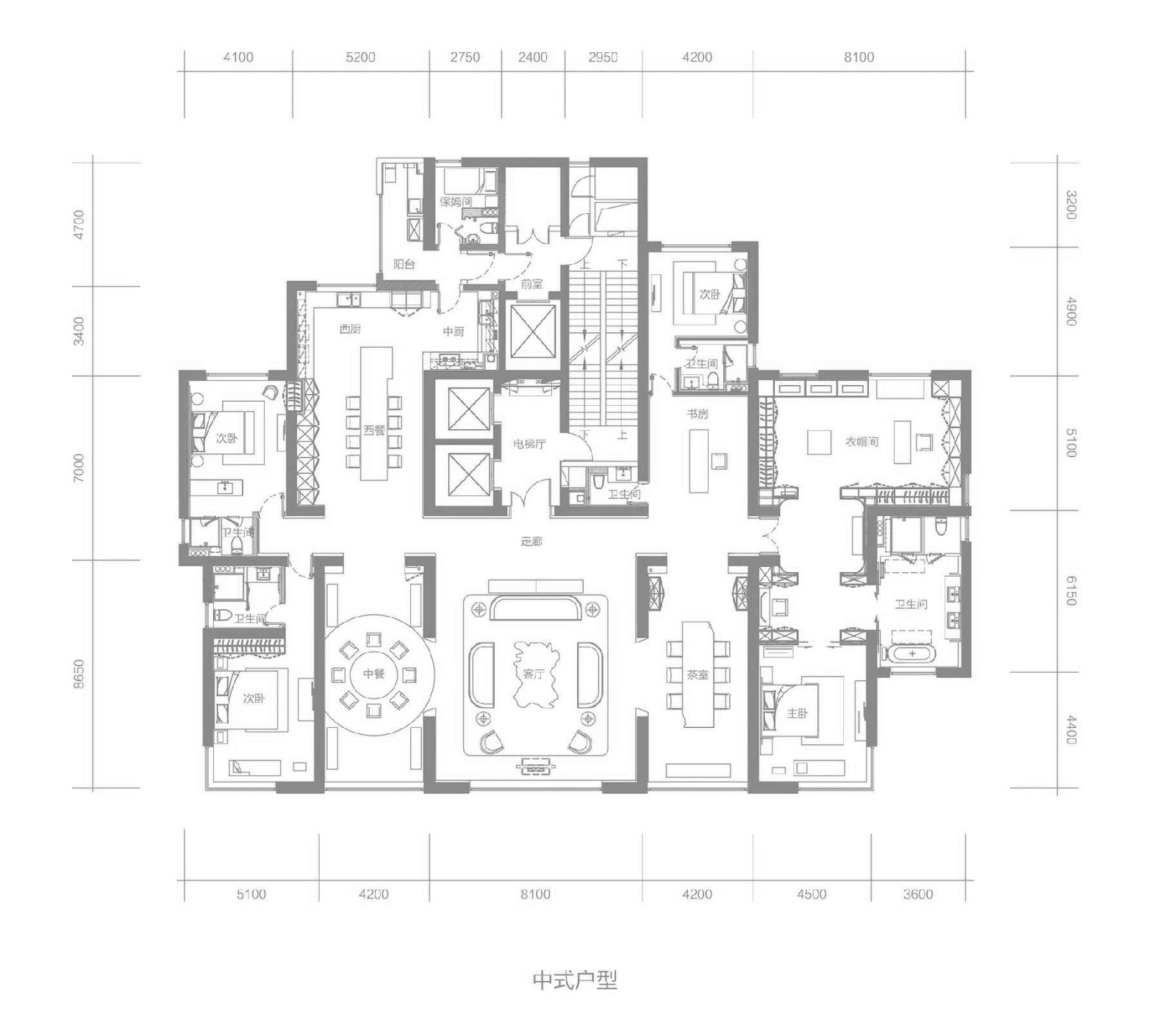 [郑州]梁建国-建业天筑603㎡超大平层样板间全套施工图...施工图下载【ID:160100197】