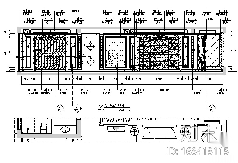 [陕西]200平米风景御园样板房设计施工图（附效果图）cad施工图下载【ID:168413115】