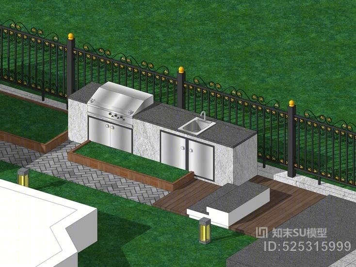 现代庭院景观SU模型下载【ID:525315999】