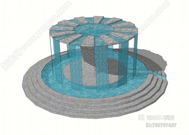 跌水水景SU模型下载【ID:730707457】