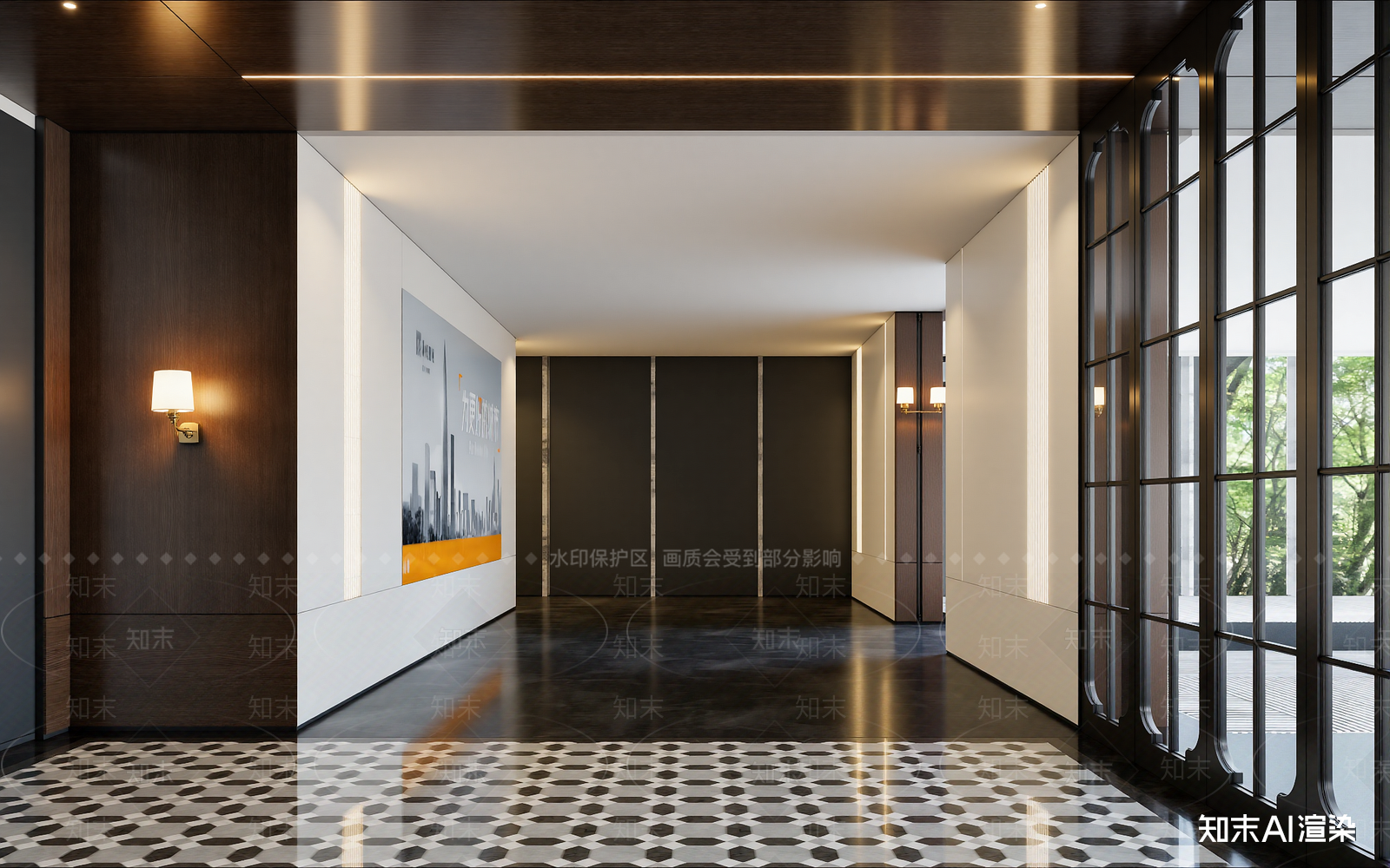 新中式酒店走廊3D模型下载【ID:1215089086】