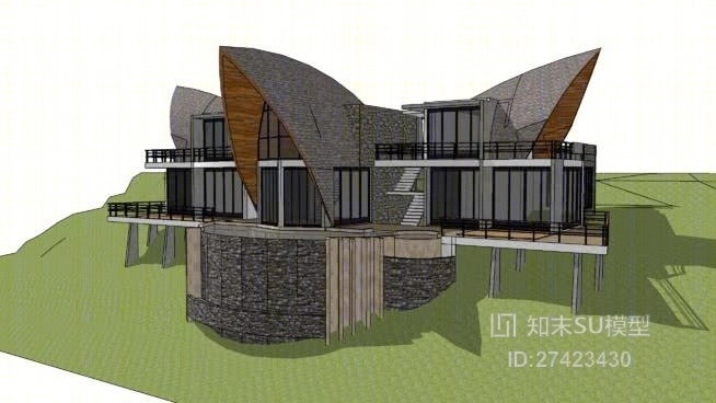 独栋别墅SU模型下载【ID:217964367】