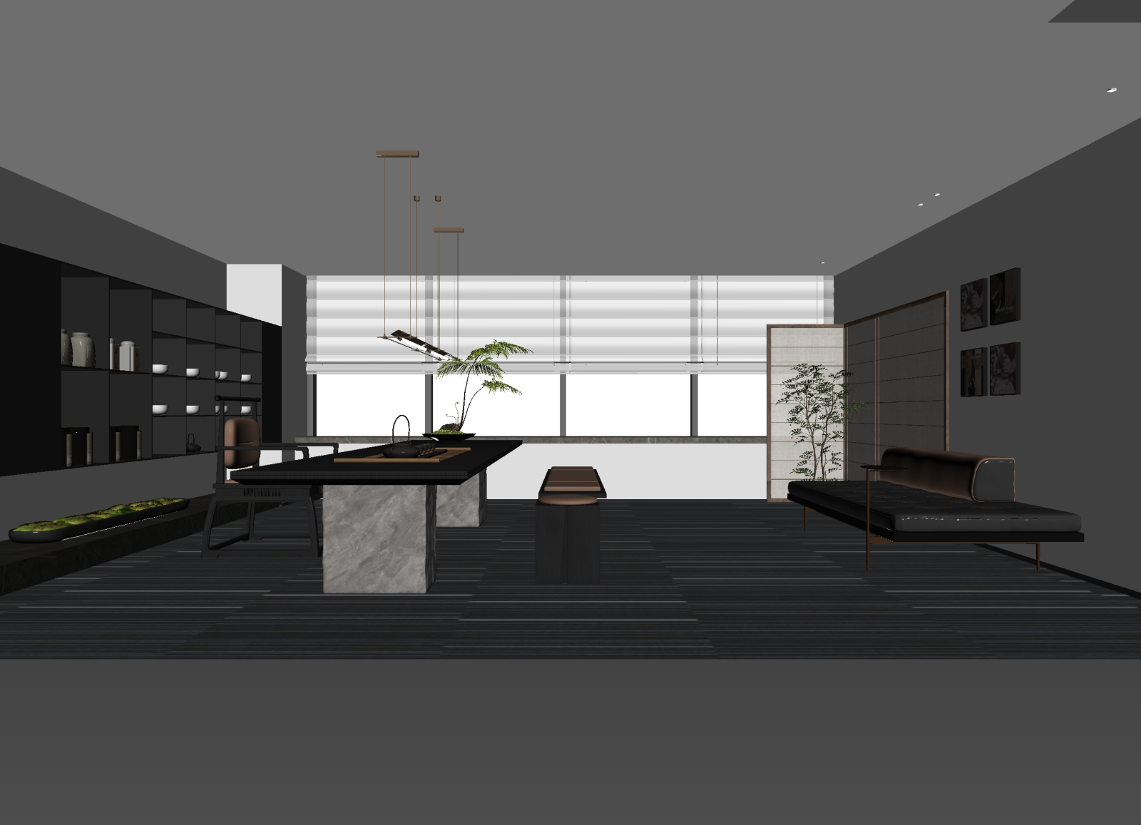 现代茶室3D模型下载【ID:1214599099】