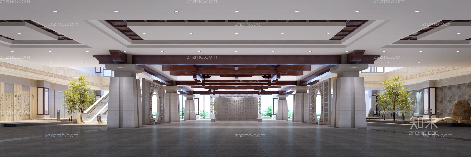 新中式礼堂入口3D模型下载【ID:25090034】