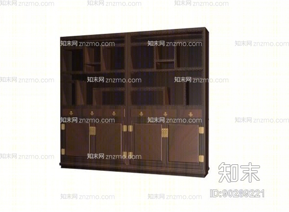 传统中式原木色木艺陈列柜3D模型下载【ID:90289221】
