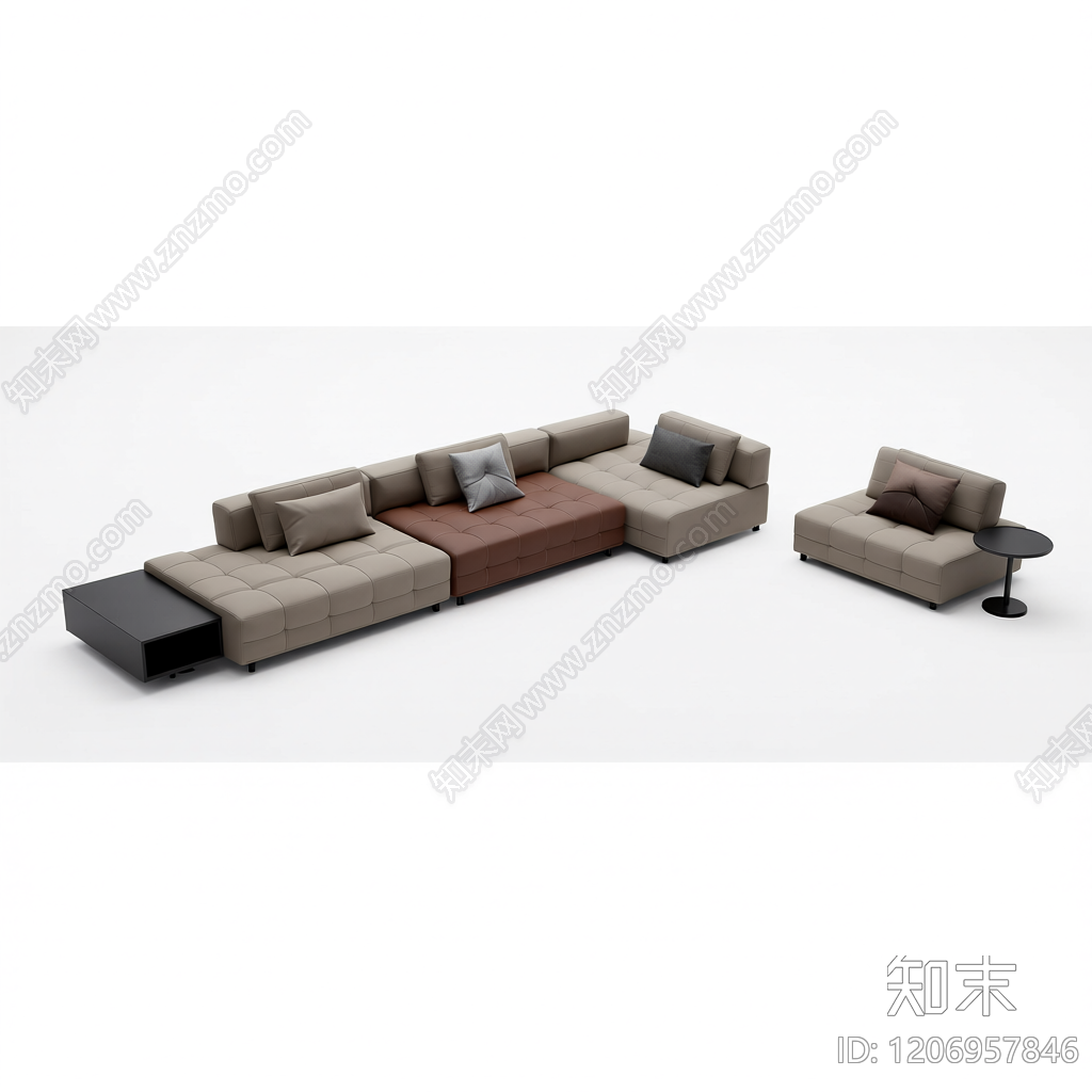 L型模块沙发组合3D模型下载【ID:1206957846】