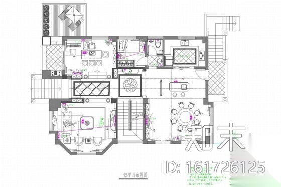 [泉州]时尚生活中心简欧三层别墅室内装修图cad施工图下载【ID:161726125】