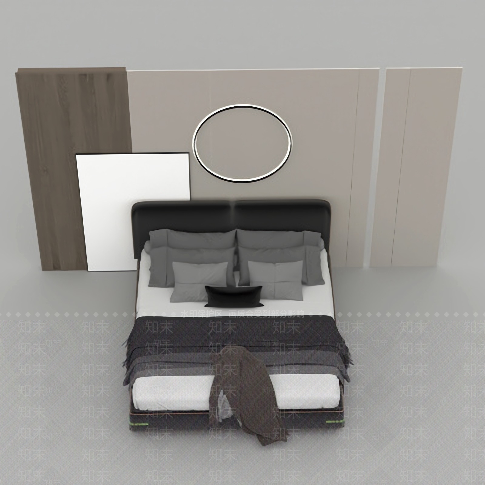 现代双人床免费3D模型下载【ID:1123251626】