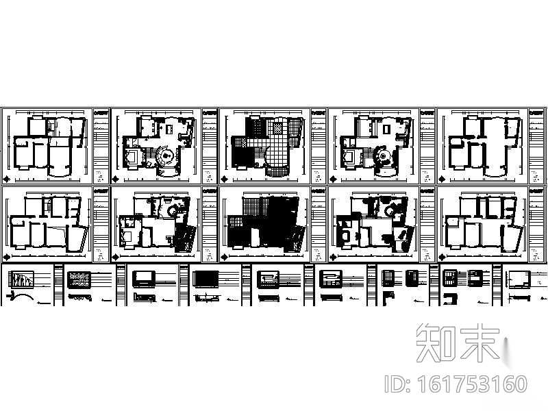 [广州]别墅样板房施工图I期cad施工图下载【ID:161753160】