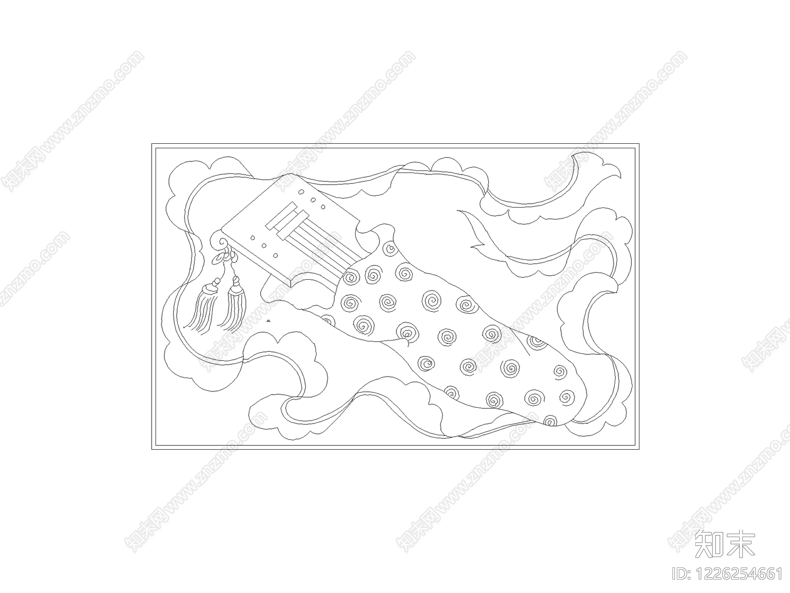 陈设类立面挂画cad施工图下载【ID:1226254661】