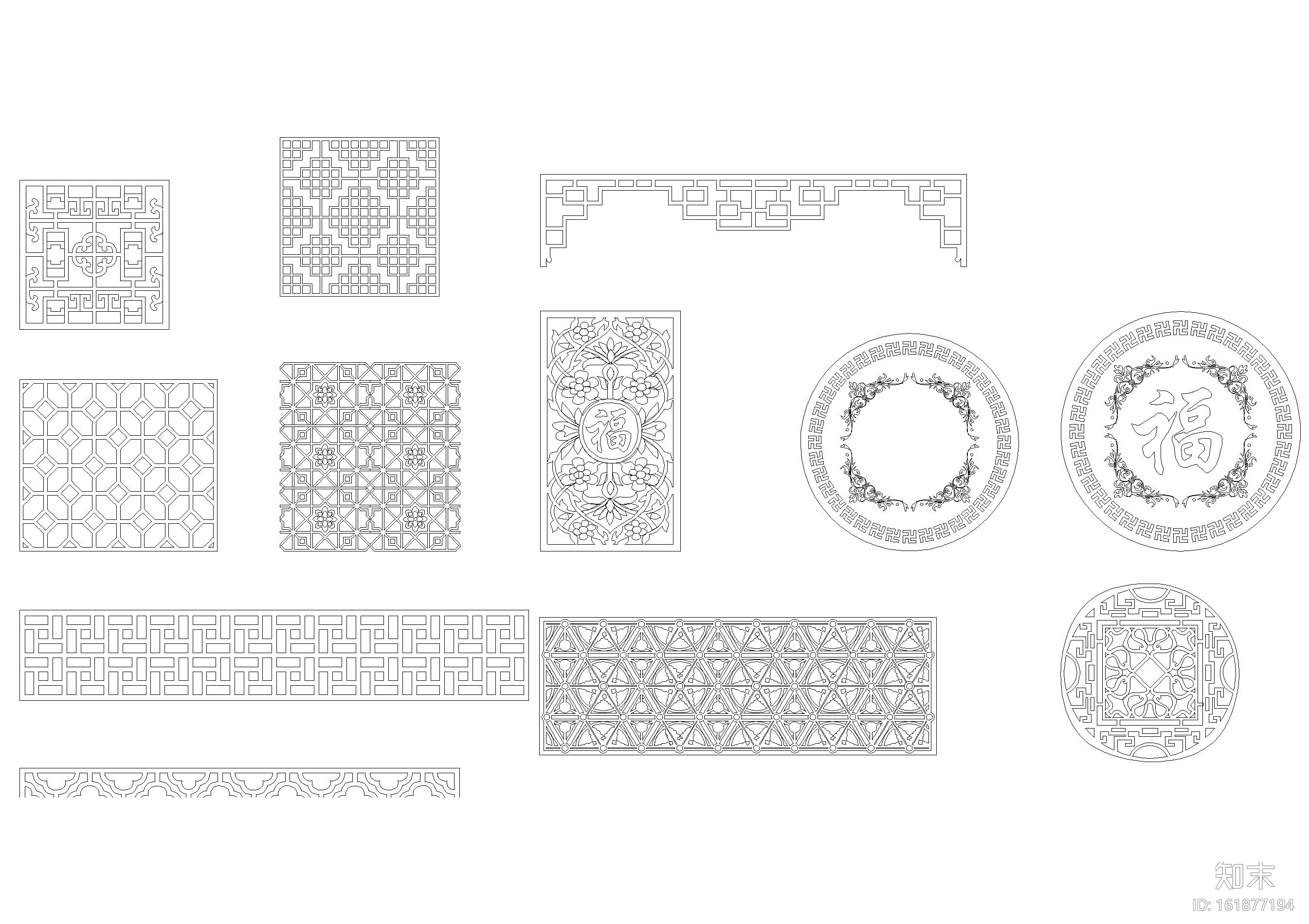 中式镂空雕花CAD图库施工图下载【ID:161877194】