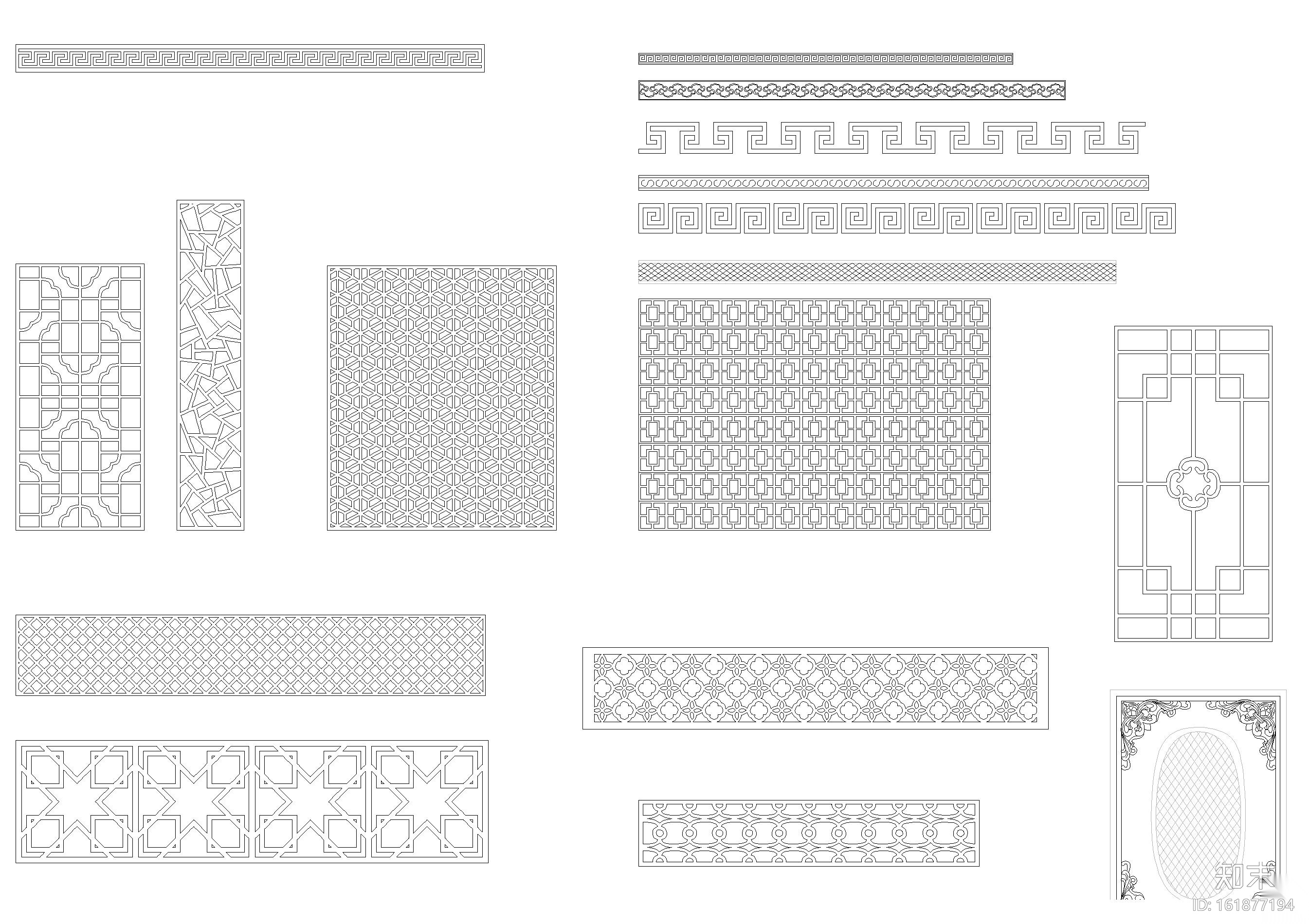 中式镂空雕花CAD图库施工图下载【ID:161877194】