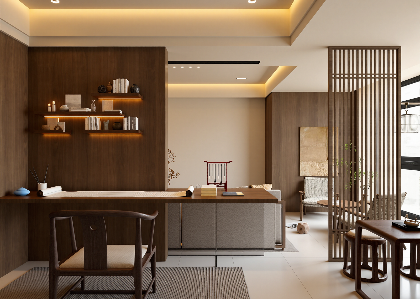 中式宋式书房3D模型下载【ID:1214843436】