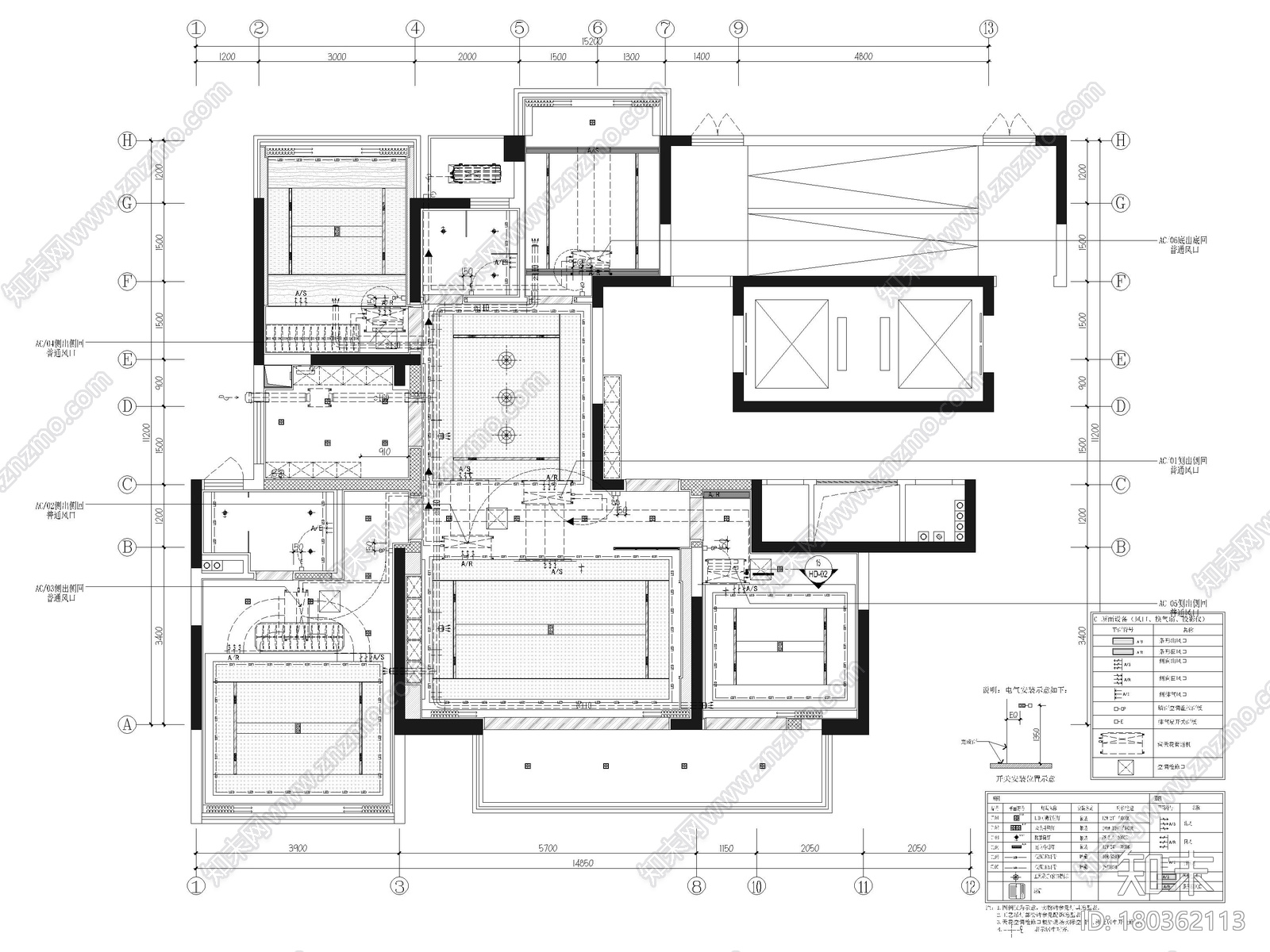 [南宁]150㎡新中式三居室样板房装修施工图施工图下载【ID:180362113】